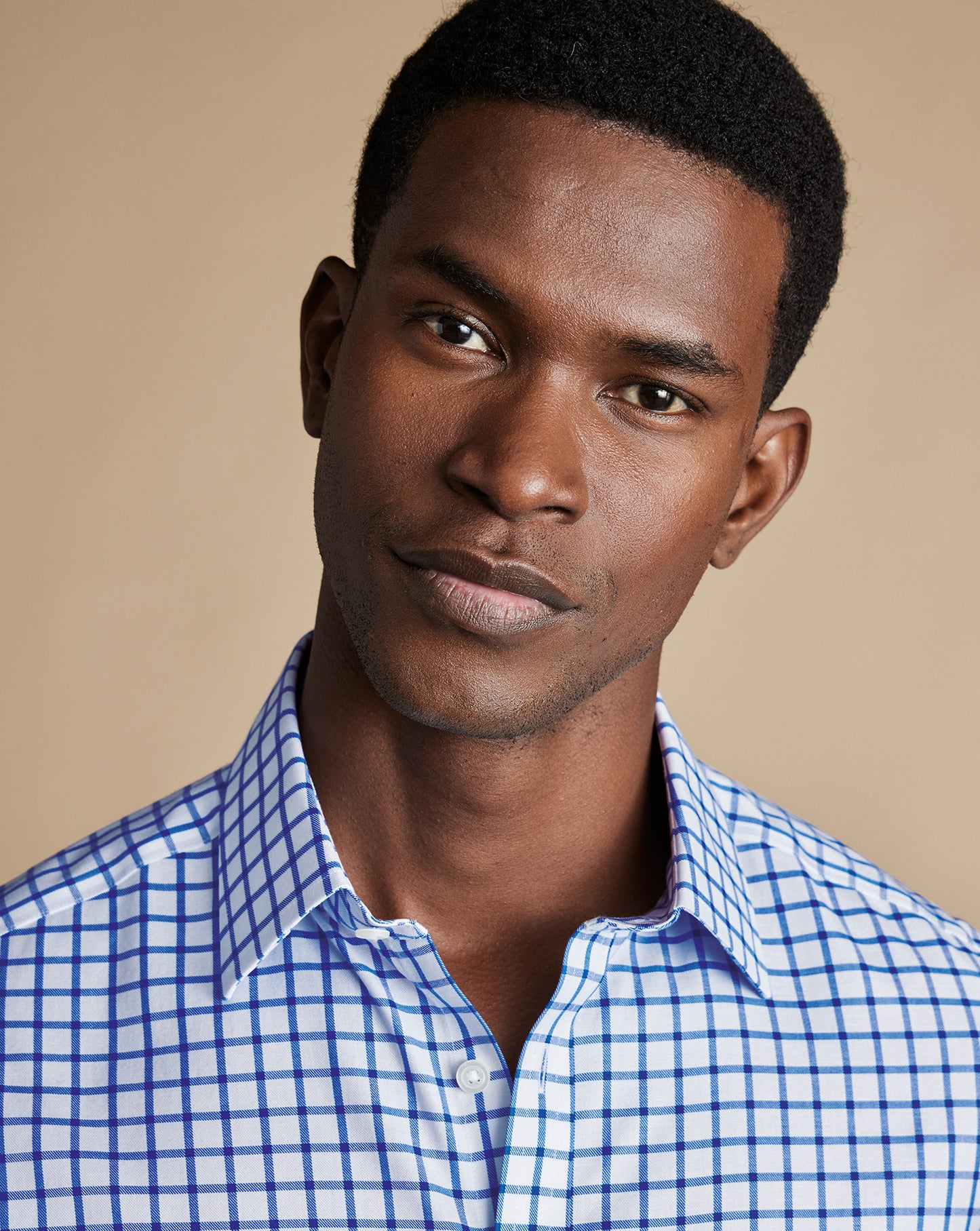Non-Iron Twill Grid Check Shirt - Cobalt Blue - Explore Co.