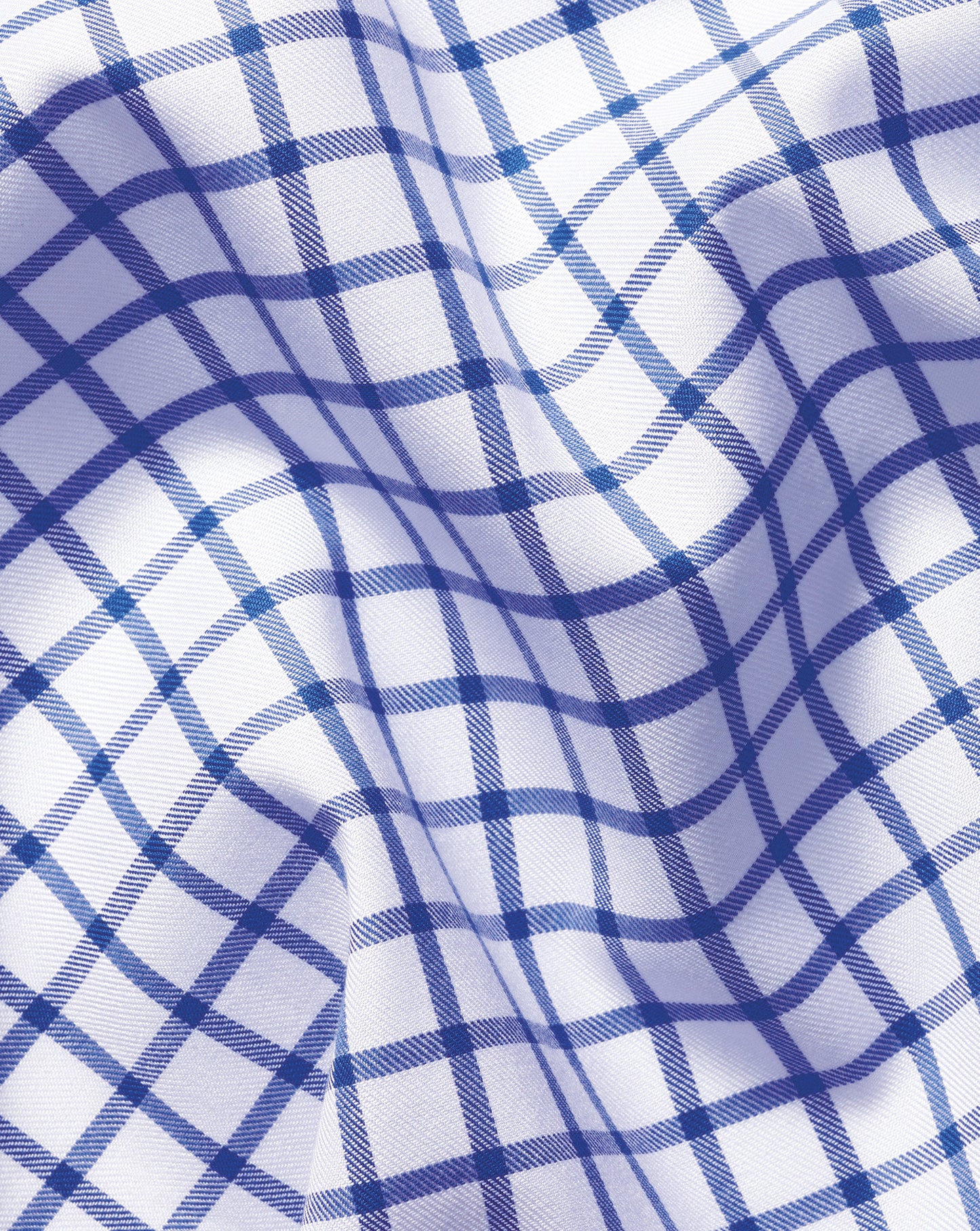 Non-Iron Twill Grid Check Shirt - Cobalt Blue